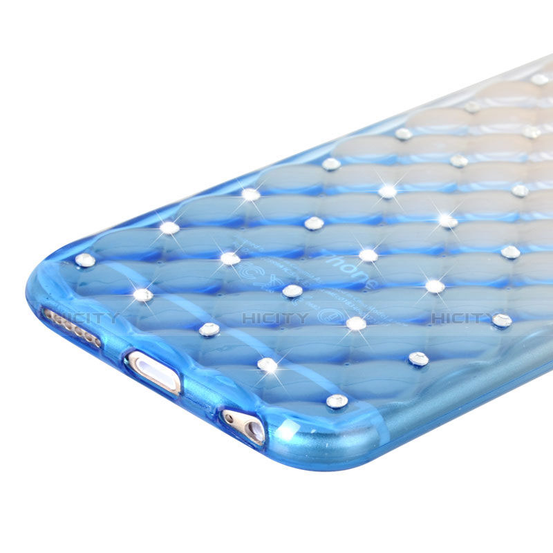 Silikon Schutzhülle Strass Diamant Tasche Durchsichtig Farbverlauf für Apple iPhone 6 Blau