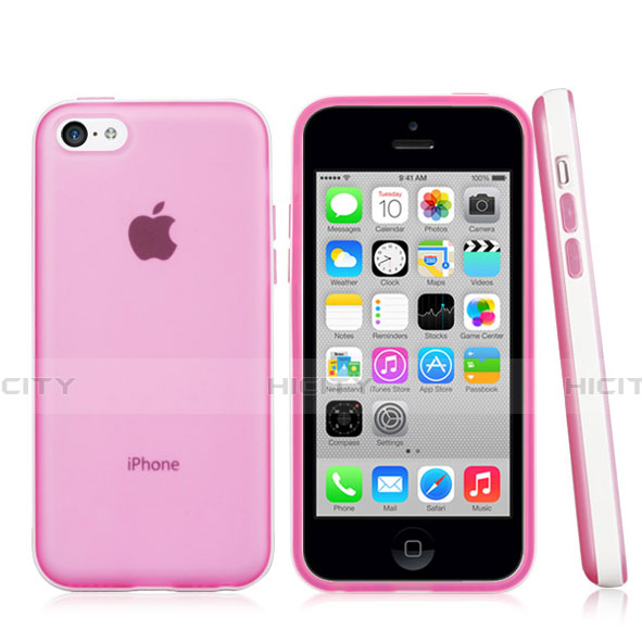 Silikon Schutzhülle Transparent Tasche Matt für Apple iPhone 5C Rosa