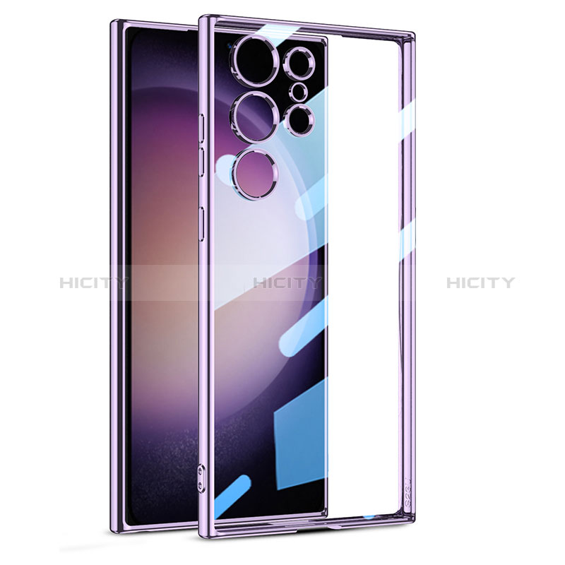 Silikon Schutzhülle Ultra Dünn Flexible Tasche Durchsichtig Transparent AC1 für Samsung Galaxy S22 Ultra 5G Violett Plus