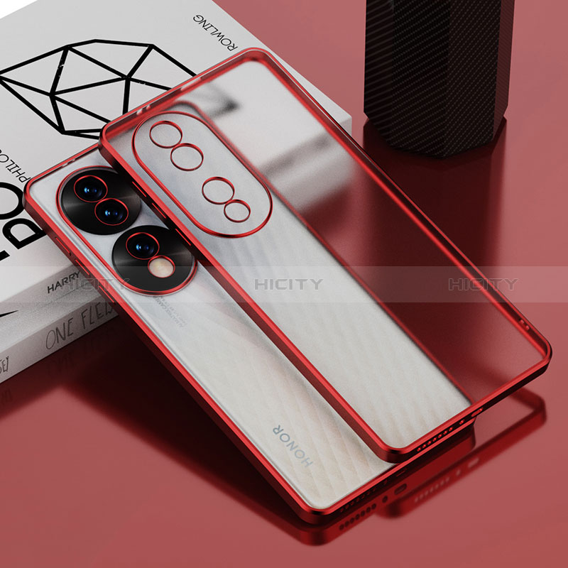 Silikon Schutzhülle Ultra Dünn Flexible Tasche Durchsichtig Transparent AN1 für Huawei Honor 70 Pro 5G Rot Plus