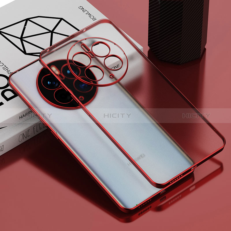 Silikon Schutzhülle Ultra Dünn Flexible Tasche Durchsichtig Transparent AN1 für Huawei Mate 50 Pro Rot Plus