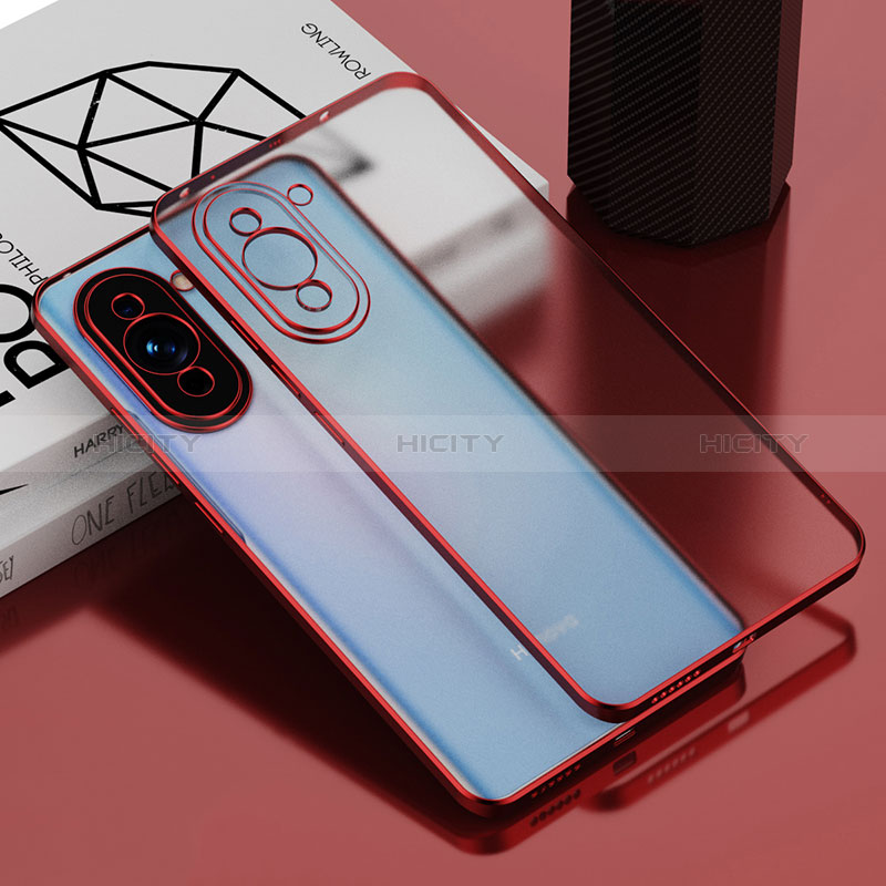 Silikon Schutzhülle Ultra Dünn Flexible Tasche Durchsichtig Transparent AN1 für Huawei Nova 10 Pro Rot