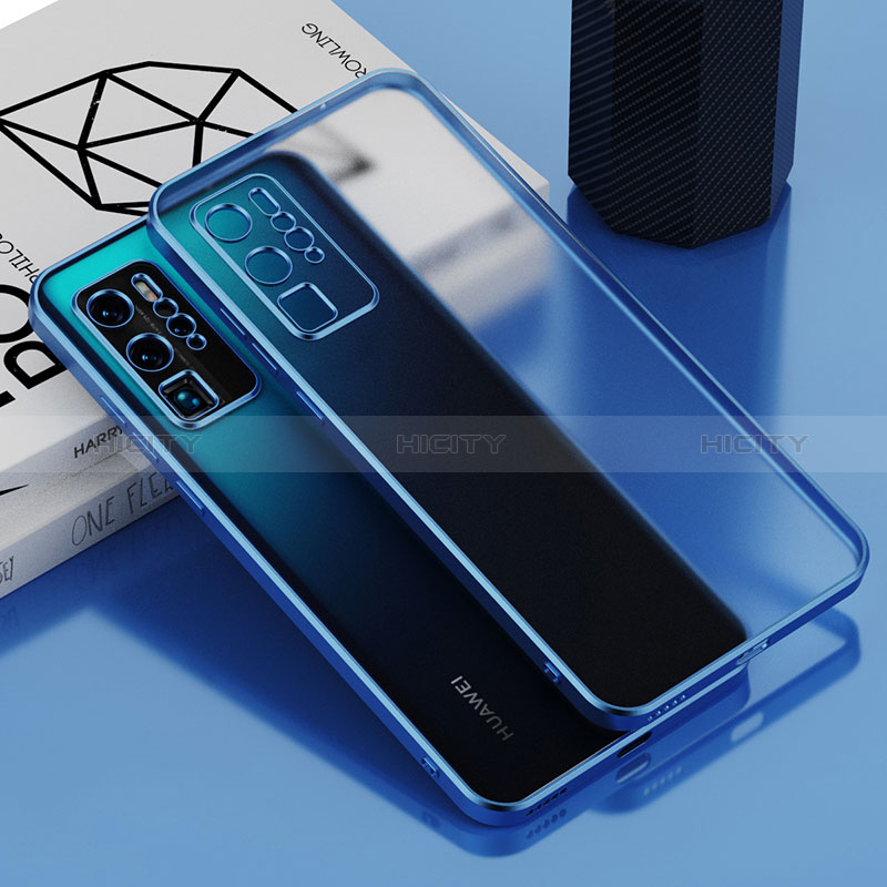 Silikon Schutzhülle Ultra Dünn Flexible Tasche Durchsichtig Transparent AN1 für Huawei P40 Pro Blau Plus