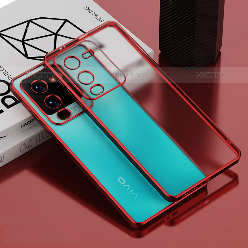 Silikon Schutzhülle Ultra Dünn Flexible Tasche Durchsichtig Transparent AN1 für Vivo V25 Pro 5G Rot