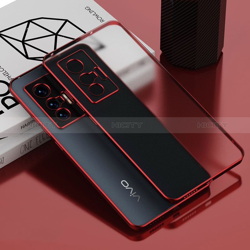 Silikon Schutzhülle Ultra Dünn Flexible Tasche Durchsichtig Transparent AN1 für Vivo X70 5G Rot Plus