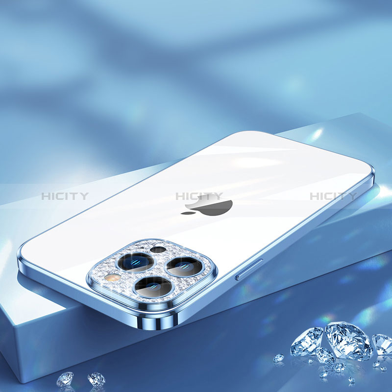 Silikon Schutzhülle Ultra Dünn Flexible Tasche Durchsichtig Transparent Bling-Bling LD2 für Apple iPhone 13 Pro Blau Plus