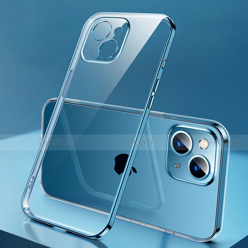 Silikon Schutzhülle Ultra Dünn Flexible Tasche Durchsichtig Transparent H01 für Apple iPhone 13 Blau Plus