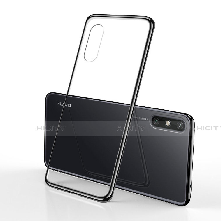 Silikon Schutzhülle Ultra Dünn Flexible Tasche Durchsichtig Transparent H01 für Huawei Enjoy 10e Schwarz