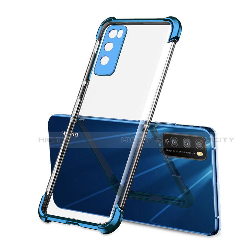 Silikon Schutzhülle Ultra Dünn Flexible Tasche Durchsichtig Transparent H01 für Huawei Enjoy 20 Pro 5G Blau