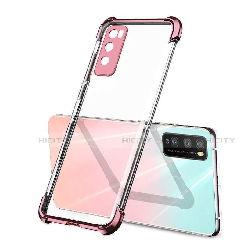 Silikon Schutzhülle Ultra Dünn Flexible Tasche Durchsichtig Transparent H01 für Huawei Enjoy 20 Pro 5G Rosegold