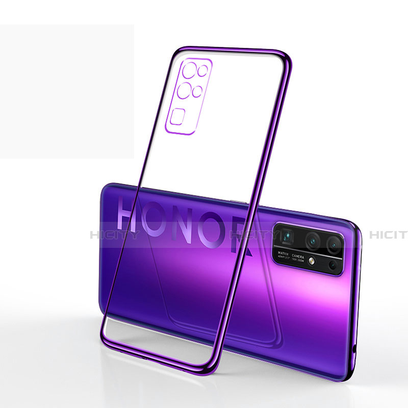 Silikon Schutzhülle Ultra Dünn Flexible Tasche Durchsichtig Transparent H01 für Huawei Honor 30 Violett