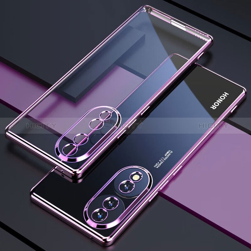 Silikon Schutzhülle Ultra Dünn Flexible Tasche Durchsichtig Transparent H01 für Huawei Honor 70 Pro 5G Violett