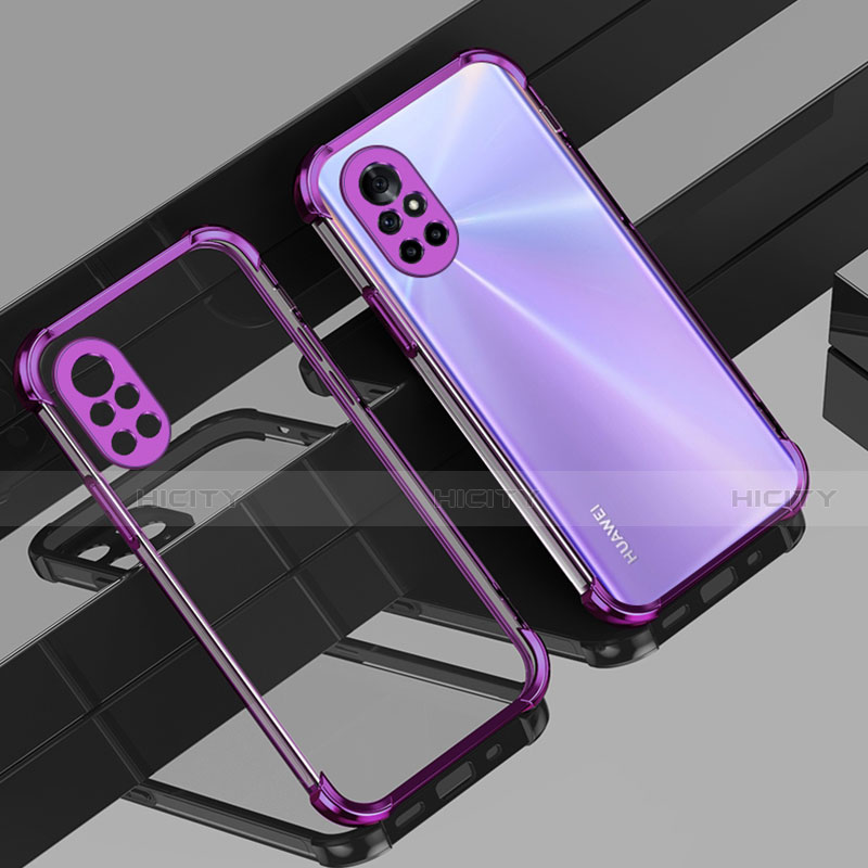 Silikon Schutzhülle Ultra Dünn Flexible Tasche Durchsichtig Transparent H01 für Huawei Nova 8 Pro 5G Violett