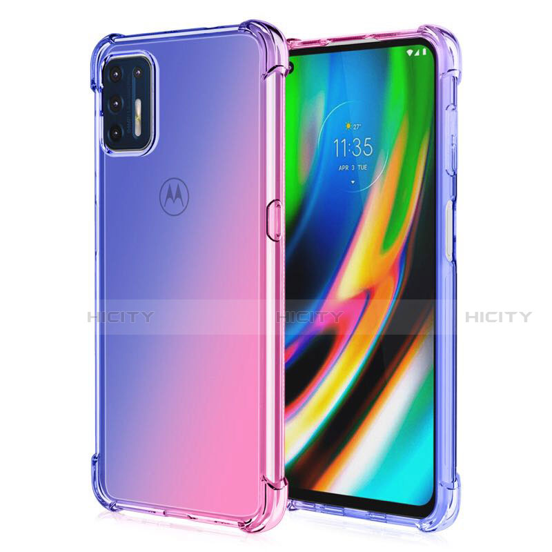 Silikon Schutzhülle Ultra Dünn Flexible Tasche Durchsichtig Transparent H01 für Motorola Moto G9 Plus Blau