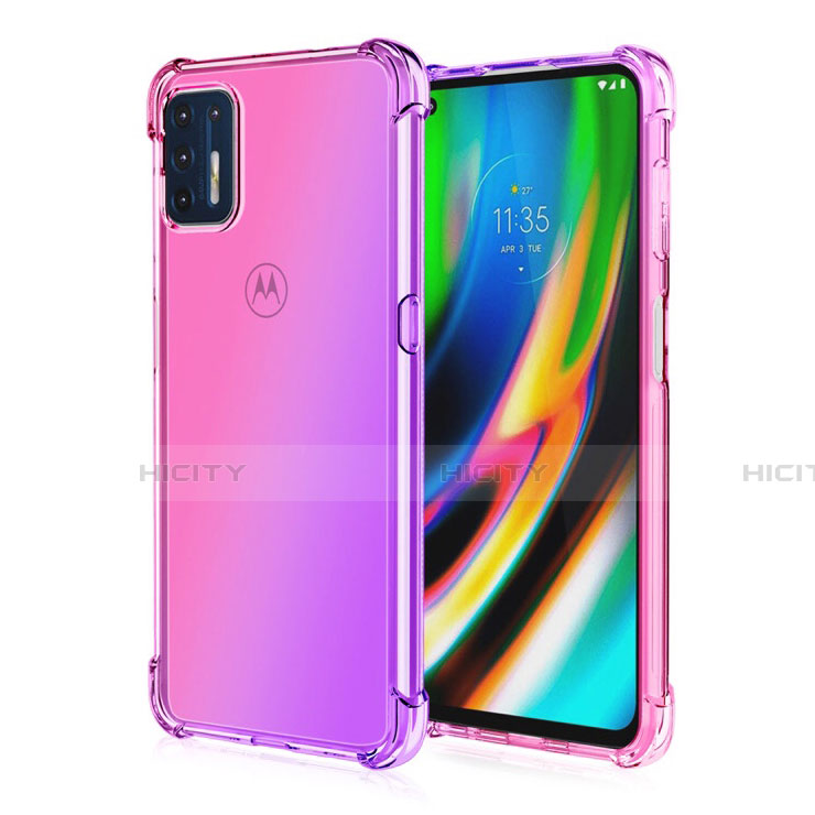 Silikon Schutzhülle Ultra Dünn Flexible Tasche Durchsichtig Transparent H01 für Motorola Moto G9 Plus Rosa