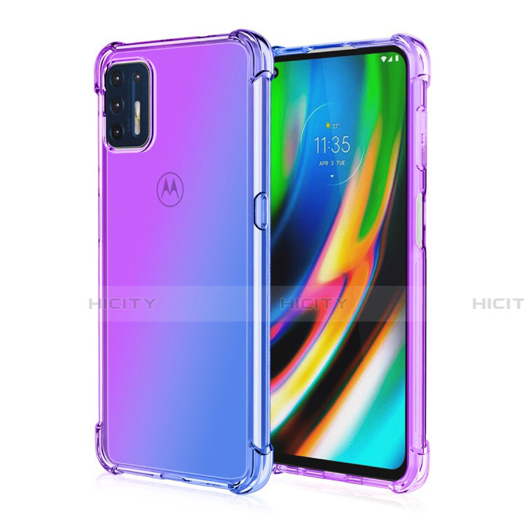 Silikon Schutzhülle Ultra Dünn Flexible Tasche Durchsichtig Transparent H01 für Motorola Moto G9 Plus Violett