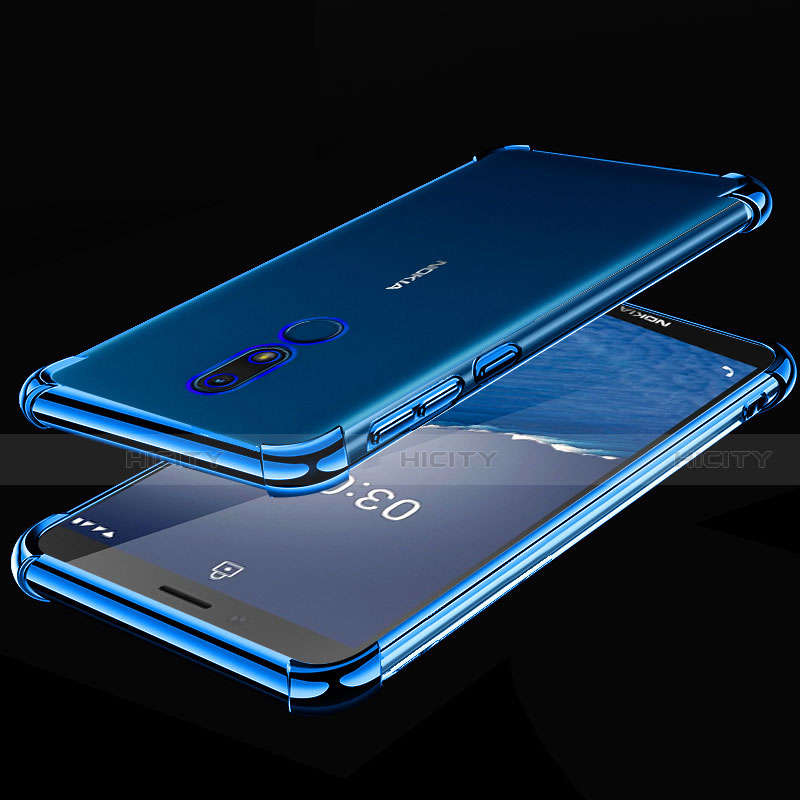 Silikon Schutzhülle Ultra Dünn Flexible Tasche Durchsichtig Transparent H01 für Nokia C3 Blau