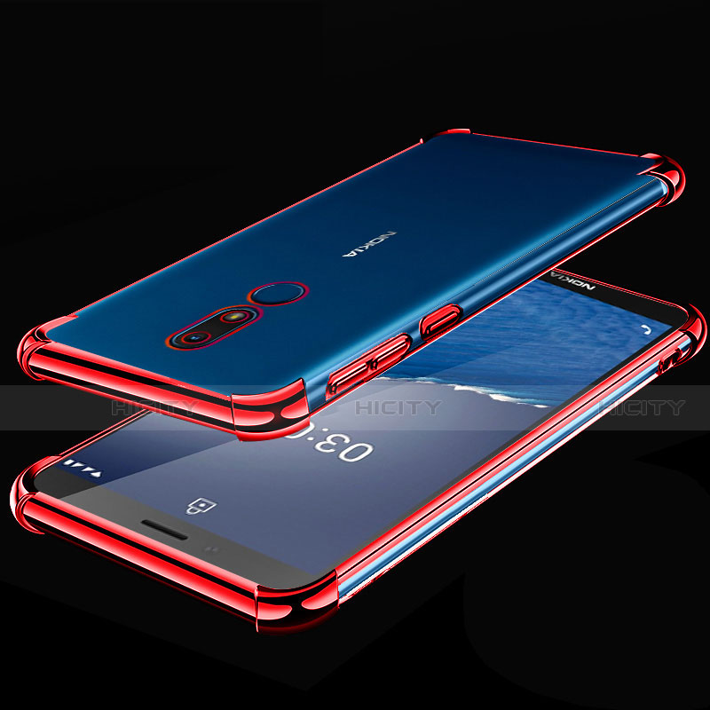 Silikon Schutzhülle Ultra Dünn Flexible Tasche Durchsichtig Transparent H01 für Nokia C3 Rot