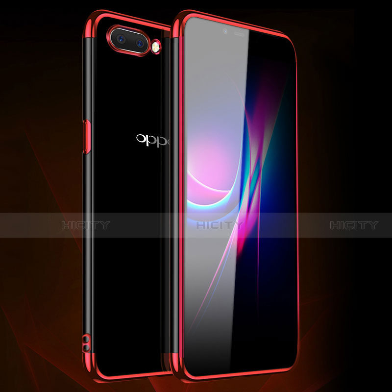 Silikon Schutzhülle Ultra Dünn Flexible Tasche Durchsichtig Transparent H01 für Oppo A12e Rot