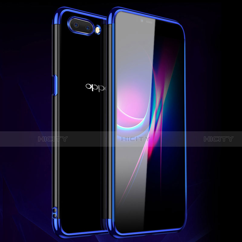 Silikon Schutzhülle Ultra Dünn Flexible Tasche Durchsichtig Transparent H01 für Oppo A5 Blau