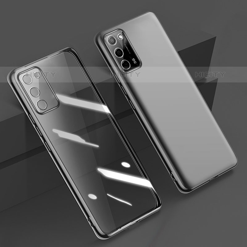 Silikon Schutzhülle Ultra Dünn Flexible Tasche Durchsichtig Transparent H01 für Oppo A53s 5G Schwarz Plus