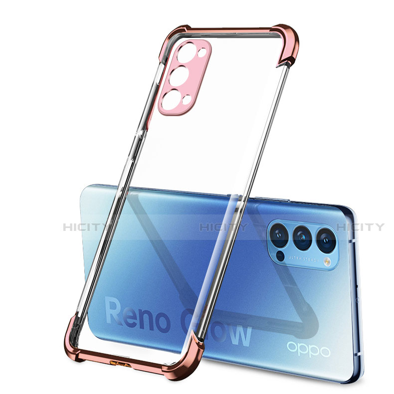 Silikon Schutzhülle Ultra Dünn Flexible Tasche Durchsichtig Transparent H01 für Oppo Reno4 5G Rosegold Plus