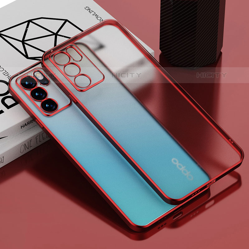 Silikon Schutzhülle Ultra Dünn Flexible Tasche Durchsichtig Transparent H01 für Oppo Reno6 5G Rot Plus