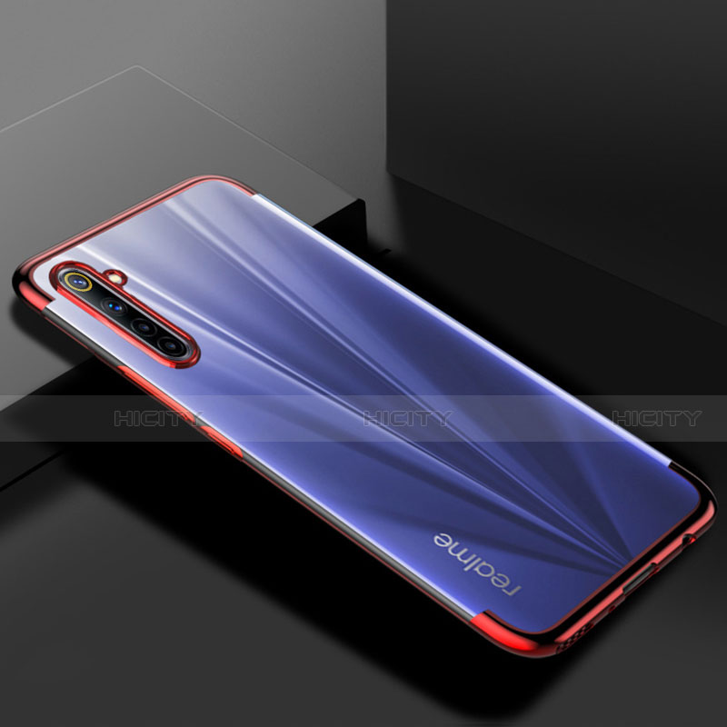 Silikon Schutzhülle Ultra Dünn Flexible Tasche Durchsichtig Transparent H01 für Realme 6 Rot Plus