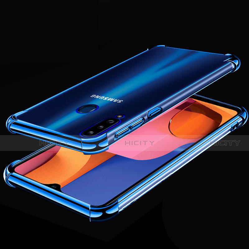 Silikon Schutzhülle Ultra Dünn Flexible Tasche Durchsichtig Transparent H01 für Samsung Galaxy A20s Blau