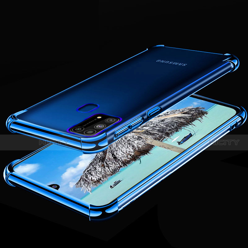 Silikon Schutzhülle Ultra Dünn Flexible Tasche Durchsichtig Transparent H01 für Samsung Galaxy M21s Blau