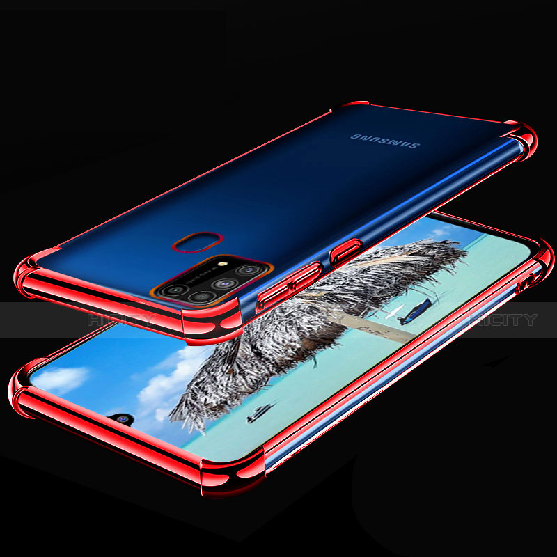 Silikon Schutzhülle Ultra Dünn Flexible Tasche Durchsichtig Transparent H01 für Samsung Galaxy M21s Rot