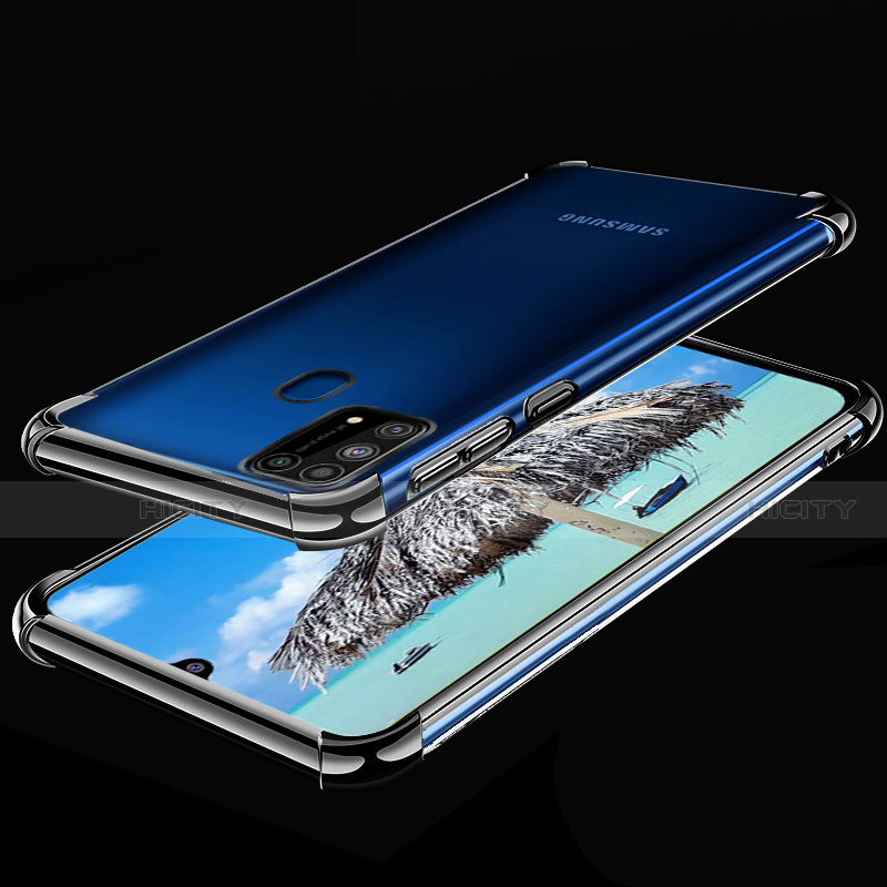 Silikon Schutzhülle Ultra Dünn Flexible Tasche Durchsichtig Transparent H01 für Samsung Galaxy M21s Schwarz