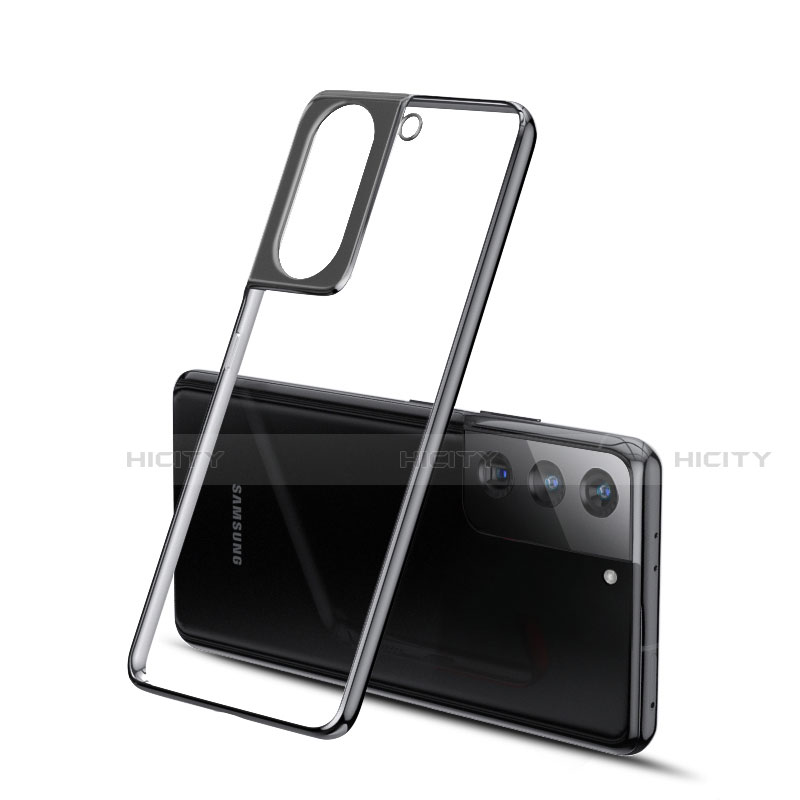 Silikon Schutzhülle Ultra Dünn Flexible Tasche Durchsichtig Transparent H01 für Samsung Galaxy S21 5G Schwarz