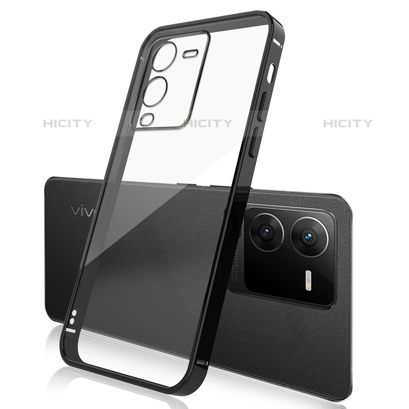 Silikon Schutzhülle Ultra Dünn Flexible Tasche Durchsichtig Transparent H01 für Vivo V25 Pro 5G Schwarz