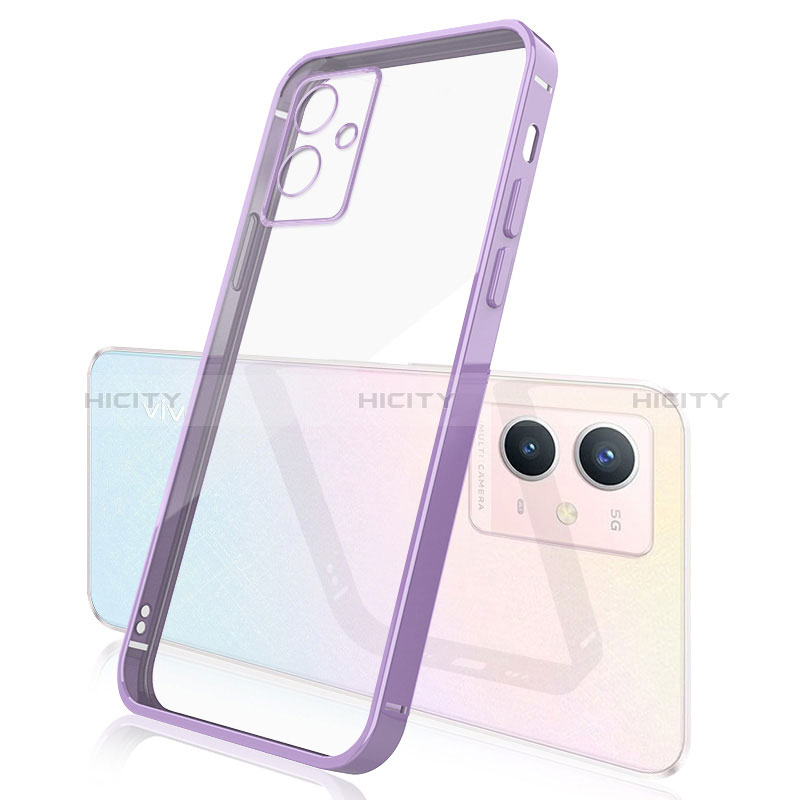 Silikon Schutzhülle Ultra Dünn Flexible Tasche Durchsichtig Transparent H01 für Vivo Y55s 5G Violett