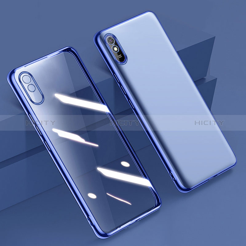 Silikon Schutzhülle Ultra Dünn Flexible Tasche Durchsichtig Transparent H01 für Xiaomi Redmi 9A Blau