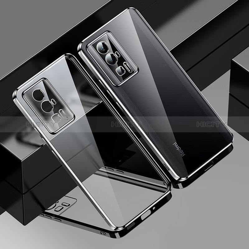 Silikon Schutzhülle Ultra Dünn Flexible Tasche Durchsichtig Transparent H01 für Xiaomi Redmi K60 Pro 5G Schwarz