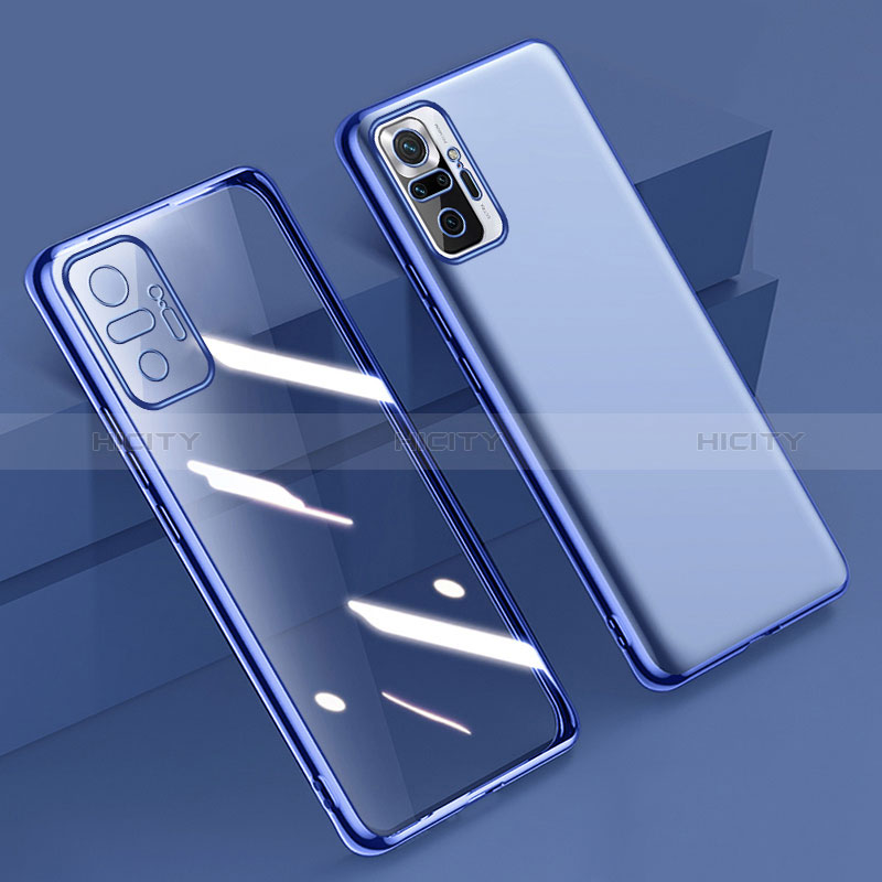 Silikon Schutzhülle Ultra Dünn Flexible Tasche Durchsichtig Transparent H01 für Xiaomi Redmi Note 10 Pro 4G Blau