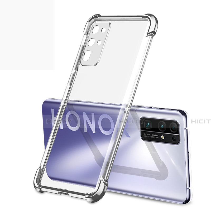 Silikon Schutzhülle Ultra Dünn Flexible Tasche Durchsichtig Transparent H02 für Huawei Honor 30 Silber Plus