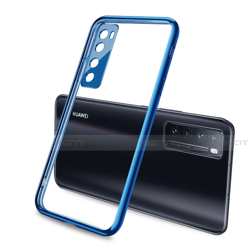 Silikon Schutzhülle Ultra Dünn Flexible Tasche Durchsichtig Transparent H02 für Huawei Nova 7 5G Blau