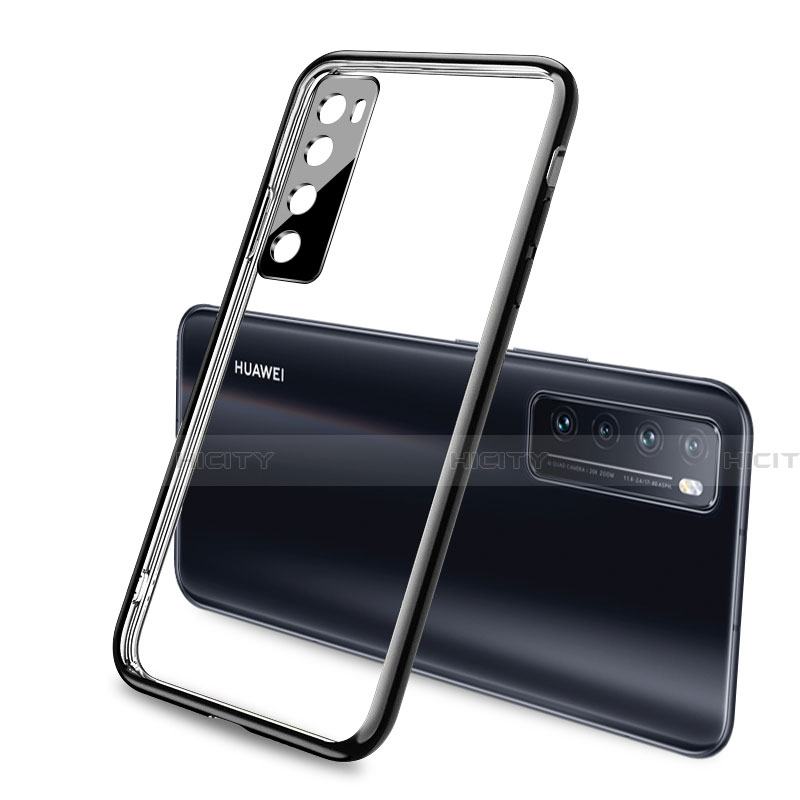 Silikon Schutzhülle Ultra Dünn Flexible Tasche Durchsichtig Transparent H02 für Huawei Nova 7 5G Schwarz Plus