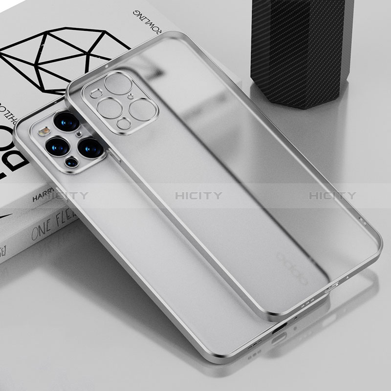 Silikon Schutzhülle Ultra Dünn Flexible Tasche Durchsichtig Transparent H02 für Oppo Find X3 5G Silber Plus