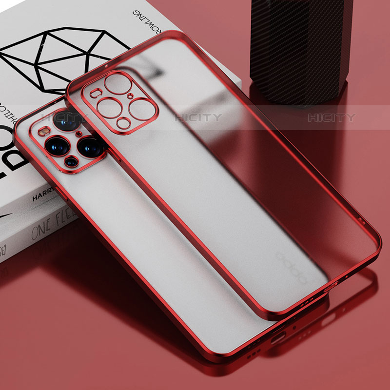 Silikon Schutzhülle Ultra Dünn Flexible Tasche Durchsichtig Transparent H02 für Oppo Find X3 Pro 5G Rot Plus