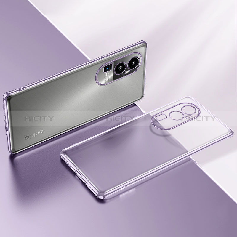 Silikon Schutzhülle Ultra Dünn Flexible Tasche Durchsichtig Transparent H02 für Oppo Reno10 Pro+ Plus 5G Helles Lila Plus