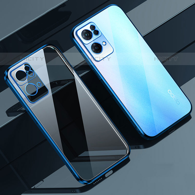 Silikon Schutzhülle Ultra Dünn Flexible Tasche Durchsichtig Transparent H02 für Oppo Reno7 Pro 5G Blau Plus