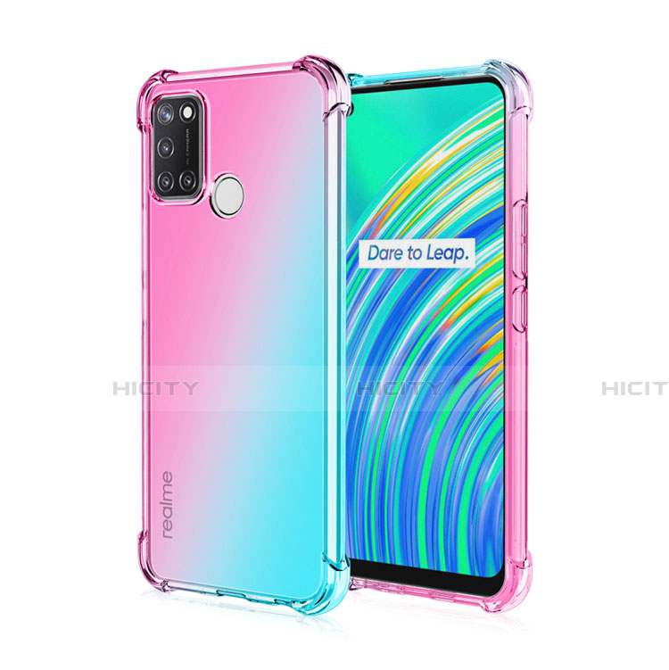 Silikon Schutzhülle Ultra Dünn Flexible Tasche Durchsichtig Transparent H02 für Realme C17 Cyan