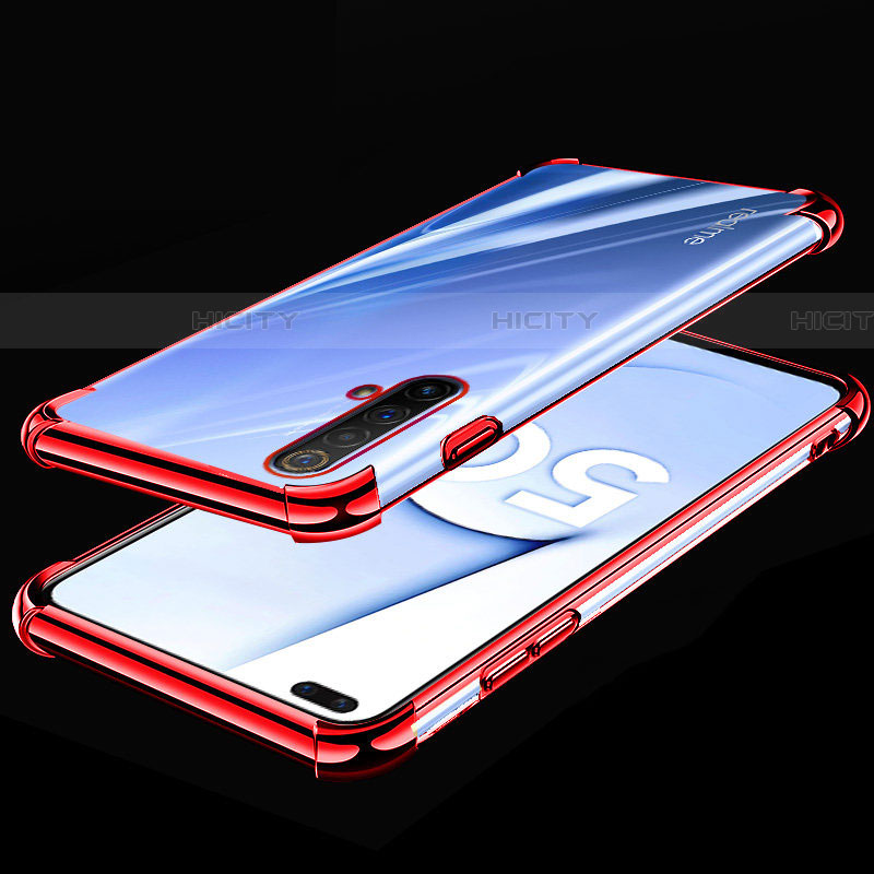 Silikon Schutzhülle Ultra Dünn Flexible Tasche Durchsichtig Transparent H02 für Realme X50 5G Rot Plus