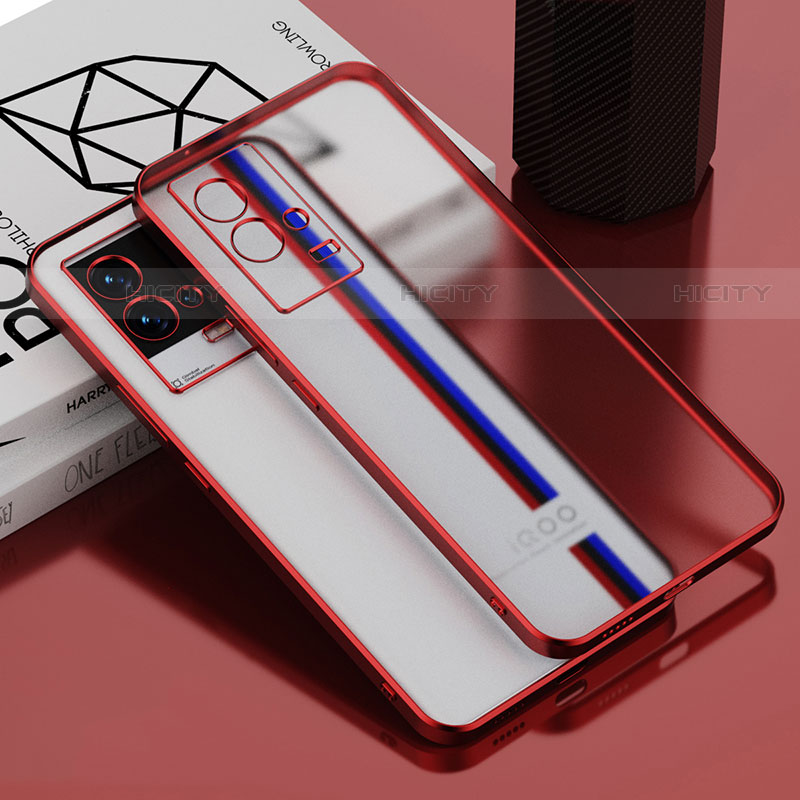 Silikon Schutzhülle Ultra Dünn Flexible Tasche Durchsichtig Transparent H02 für Vivo iQOO 8 Pro 5G Rot Plus