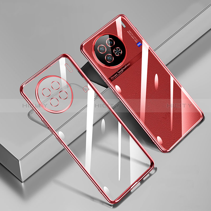 Silikon Schutzhülle Ultra Dünn Flexible Tasche Durchsichtig Transparent H02 für Vivo X90 Pro+ Plus 5G Rot