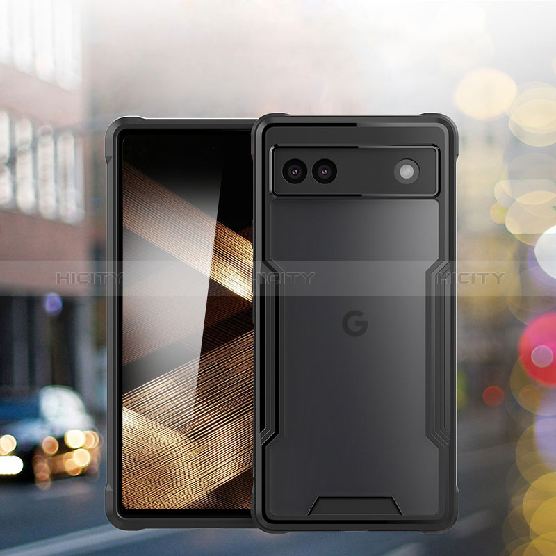 Silikon Schutzhülle Ultra Dünn Flexible Tasche Durchsichtig Transparent H03 für Google Pixel 6a 5G Schwarz